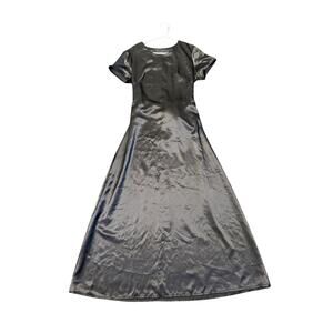 vintage willow ridge women’s black satin flared maxi cocktail dress size 12